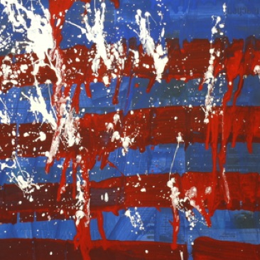 American Flag, gouache on newsprint